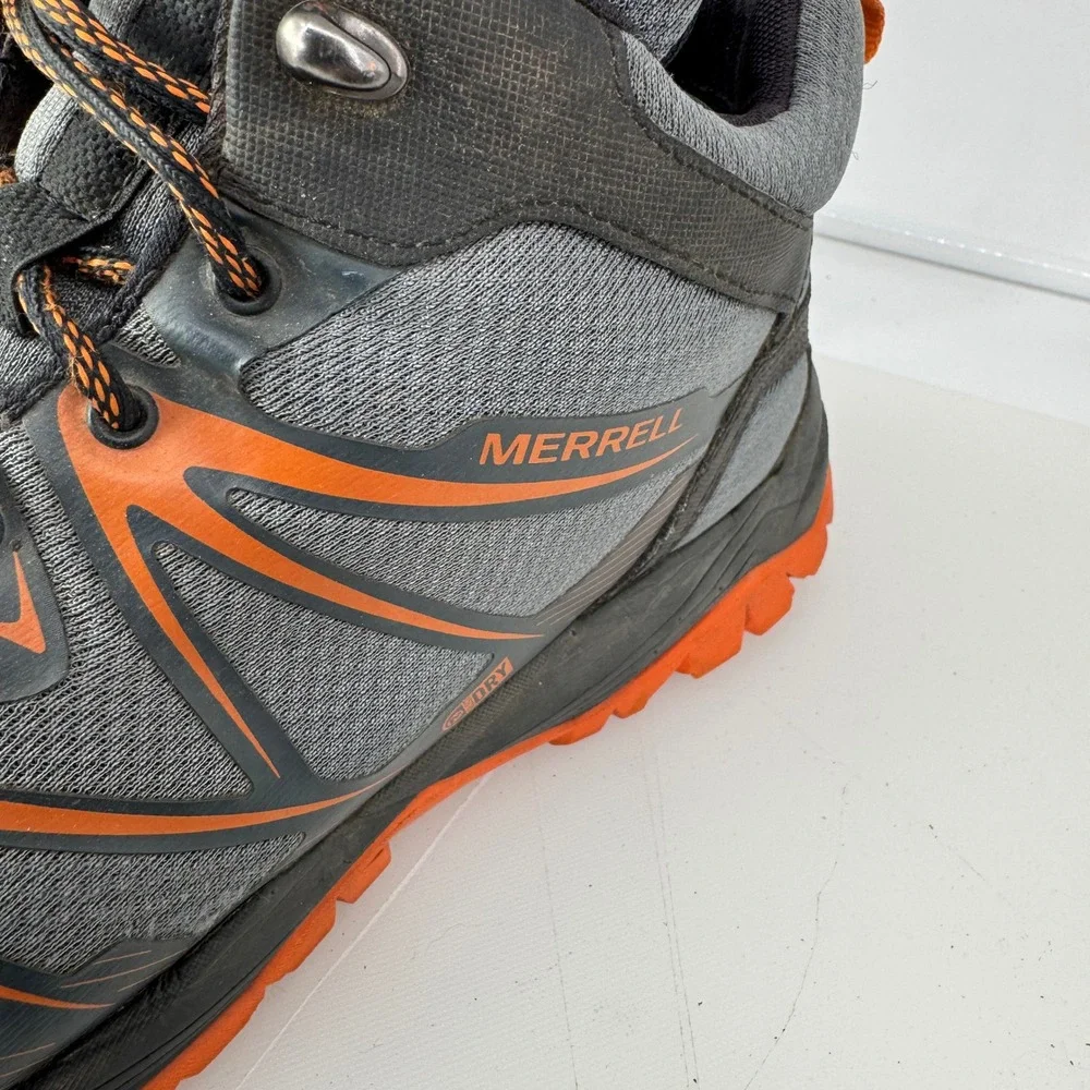Merrell Castle Rock Men 11 Grey Orange M-Select Waterproof Hiking Boots J35827